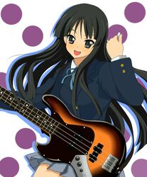  bass_guitar black_eyes black_hair guitar instrument k-on! long_hair miracle school_uniform solo 