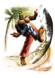  braid dark_skin dee_jay highres ikeno_daigo official_art palm_tree street_fighter tree 