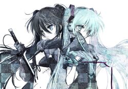  black_rock_shooter black_rock_shooter_(character) hato_rami hatsune_miku koi_wa_sensou_(vocaloid) vocaloid 