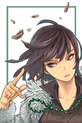 1girl black_hair fubuki_(onepunch_man) fur_coat jewelry necklace onepunch_man solo yuzuri330 