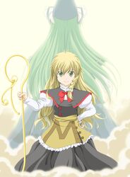  green_eyes green_hair hat imoimo kirisame_marisa long_hair mima no_hat no_headwear staff touhou wizard_hat 