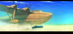  airship flying flying_boat hover_bike kome mountain original scenery 