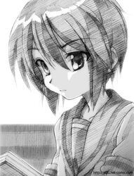  monochrome nagato_yuki sketch suzumiya_haruhi_no_yuuutsu traditional_media 