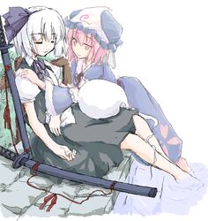  konpaku_youmu konpaku_youmu_(ghost) myon saigyouji_yuyuko touhou 