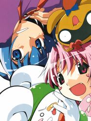  blue_eyes blue_hair highres kokubunji_koyori mugimaru nakahara_komugi nurse_witch_komugi-chan pink_eyes pink_hair posokichi 