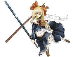  blue_eyes doll doll_joints dress ribbon ross_(clumzero) ross_(pixiv191526) shanghai shanghai_doll sword touhou weapon 