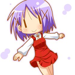  cosplay hidamari_sketch hiiragi_tsukasa lucky_star minami_(artist) purple_hair school_uniform short_hair solo wide_face wideface yuno yuno_(cosplay) |_| 