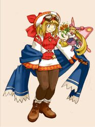  blonde_hair boots cornet_espoir flower hat jester_hat kururu kururu_(marl_kingdom) kururu_(rhapsody) marl_kingdom nippon_ichi nomura_ryouji pantyhose shoes short_hair stars wings 
