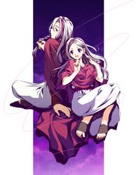 braid eleuseus highres long_hair mashimaro moira purple_eyes siblings sound_horizon twins violet_eyes white_hair 