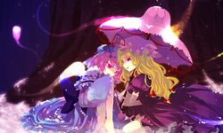  barefoot hanui rain saigyouji_yuyuko touhou yakumo_yukari 