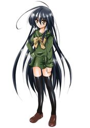  black_hair brown_eyes long_hair school_uniform shakugan_no_shana shana taigi_akira thigh-highs thighhighs 