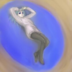  blue_hair highres ima_soko_ni_iru_boku lala-ru long_hair pantyhose 