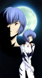  blue_hair moon neon_genesis_evangelion plugsuit red_eyes short_hair 