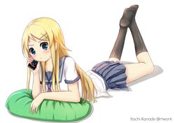  1girl blonde_hair blue_eyes itachi_kanade kousaka_kirino long_hair ore_no_imouto_ga_konna_ni_kawaii_wake_ga_nai school_uniform solo 