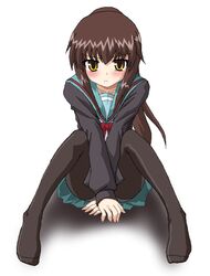  blush genderswap hayashiya_zangourou hayashiya_zankurou kyonko oekaki pantyhose ponytail school_uniform serafuku suzumiya_haruhi_no_yuuutsu 