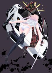  car hamada_youho katana lamborghini lamborghini_gallardo legs motor_vehicle original panties pink_hair side-tie_panties sword thigh-highs thighhighs underwear vehicle weapon yellow_eyes 