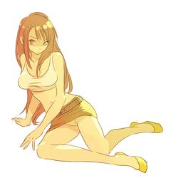  final_fantasy final_fantasy_vii huge_breasts long_hair midriff miniskirt panties skirt solo tifa_lockhart underwear 