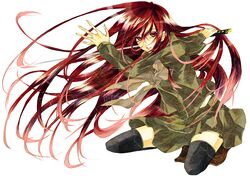  katana long_hair red_eyes red_hair redhead school_uniform shakugan_no_shana shana skirt sword ta_eiko taeko_(tao) thigh-highs thighhighs very_long_hair weapon 