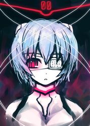  bad_id blue_hair eyepatch neon_genesis_evangelion pale_skin red_eyes refeia short_hair 