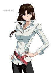  blue_eyes brown_hair gundam gundam_seed gundam_seed_destiny hahnenefuss_shiho shirt 