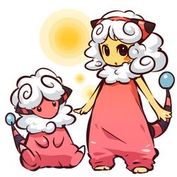  blush_stickers flaaffy hairband hitec moemon nintendo open_mouth personification pokemon pokemon_(game) pokemon_gsc tail white_hair 