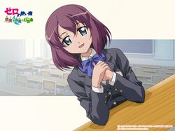  artist_request formal henrietta_de_tristain purple_hair school_uniform short_hair smile wallpaper zero_no_tsukaima 