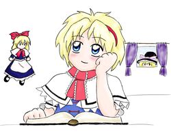  alice_margatroid book hairband kirisame_marisa ribbons shanghai touhou 