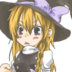  bad_id blonde_hair blue_eyes chiini_(yukako) hat kirisame_marisa lowres touhou witch_hat 