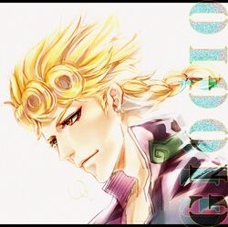  1boy blonde_hair braid brown_eyes curly_hair giorno_giovanna jojo_no_kimyou_na_bouken lucyfallforpz solo 