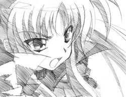  gofu mahou_shoujo_lyrical_nanoha monochrome sketch traditional_media 
