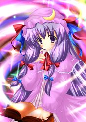  bad_id book hair_ribbon hair_ribbons hat highres long_hair patchouli_knowledge purple_eyes purple_hair ribbon ribbons rika-tan_(artist) touhou violet_eyes 