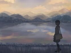  lake mountain mountains nature scenery silhouette solo 