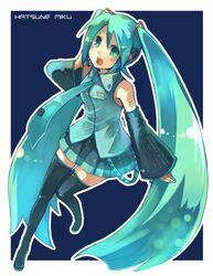  hanokage hatsune_miku long_hair necktie thigh-highs thighhighs twintails vocaloid 