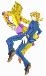  2boys blonde_hair giorno_giovanna gold_experience_requiem jojo_no_kimyou_na_bouken ki61 multiple_boys stand_(jojo) yellow_eyes 