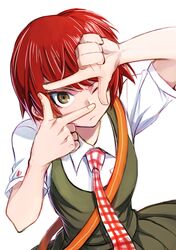  aosa_(momikin) dangan_ronpa freckles koizumi_mahiru necktie redhead school_uniform short_hair super_dangan_ronpa_2 wink 