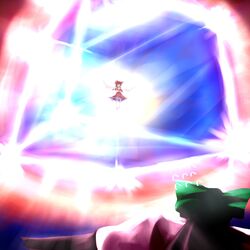 2girls bow chipika closed_eyes flying_sweatdrops hair_bow hakurei_reimu highres multiple_girls outstretched_arms reiuji_utsuho touhou 