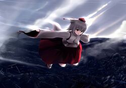  1girl animal_ears chipika hat inubashiri_momiji red_eyes short_hair solo tail tokin_hat touhou wolf_ears wolf_tail 