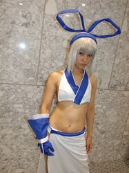  aisui_nao cosplay hair_bow majikina_mina midriff samurai_spirits_zero silver_hair 