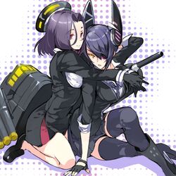 2girls eyepatch kantai_collection multiple_girls purple_hair sio_1234 thighhighs