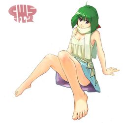  barefoot dress feet green_hair legs macross macross_frontier ranka_lee scarf 