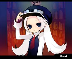  hat necktie original pointy_ears puti_devil twintails white_hair 