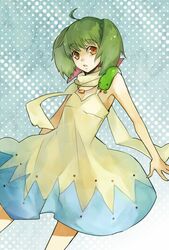  ahoge ai-kun bad_id dress flat_chest green_hair jan macross macross_frontier ranka_lee scarf short_hair 