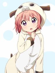  1girl akaza_akari animal_costume blush open_mouth pajamas redhead short_hair solo tata_(tataice) violet_eyes yuru_yuri 