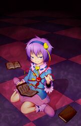  book eyes hairband heart komeiji_satori ksp purple_eyes purple_hair short_hair touhou violet_eyes 