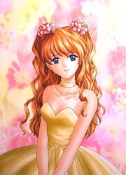  blue_eyes curly_hair dress long_hair neon_genesis_evangelion red_hair redhead souryuu_asuka_langley sundress yellow_dress 