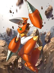  crashman drill e_bizaemon green_eyes rock rockman rockman_(classic) rockman_(original) solo 