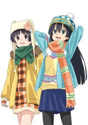  black_hair blue_eyes brown_eyes fashion fingerless_gloves gloves hat long_hair pantyhose saten_ruiko scarf short_hair to_aru_kagaku_no_railgun to_aru_majutsu_no_index uiharu_kazari winter_clothes 