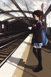  genderswap kyon kyonko lin+ seifuku suzumiya_haruhi_no_yuuutsu thigh-highs 