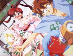  breasts cleavage drunk glasses karaoke kimura_takahiro lipstick papillon_noir red_hair shishiou_gai swan_white utsugi_mikoto yuusha_ou_gaogaigar yuusha_series 