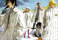  bleach inoue_orihime kuchiki_byakuya shihouin_yoruichi urahara_kisuke zaraki_kenpachi 